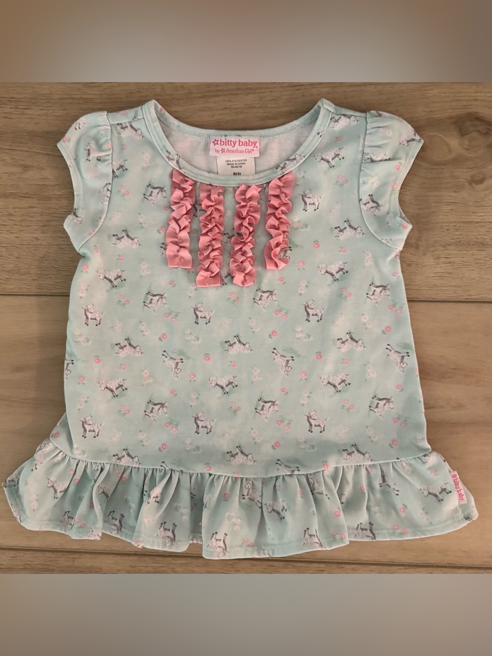 Bitty Baby by American Girl - Girls Sz 3 Small Lamb Pajama Top